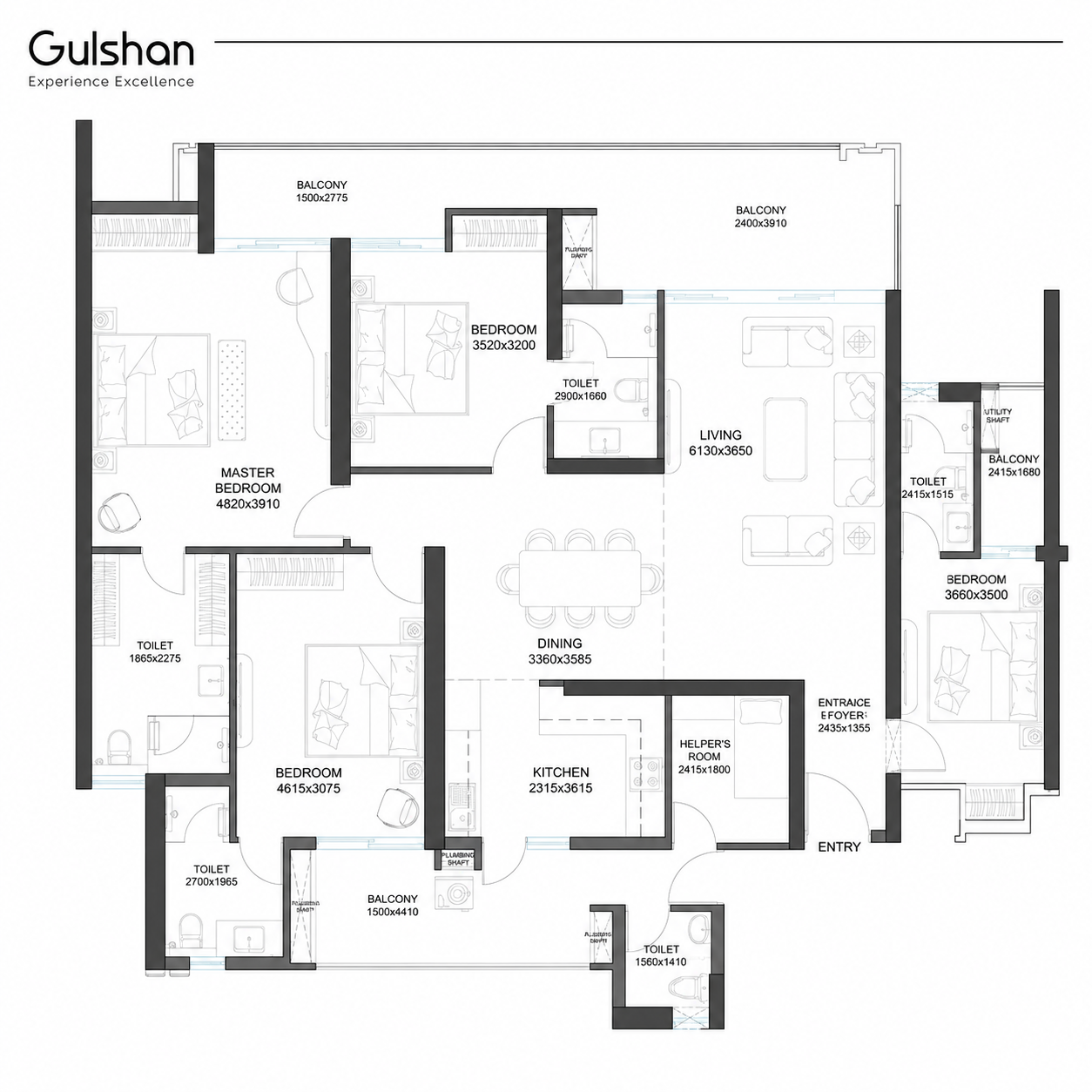 4 BHK Floor Plan